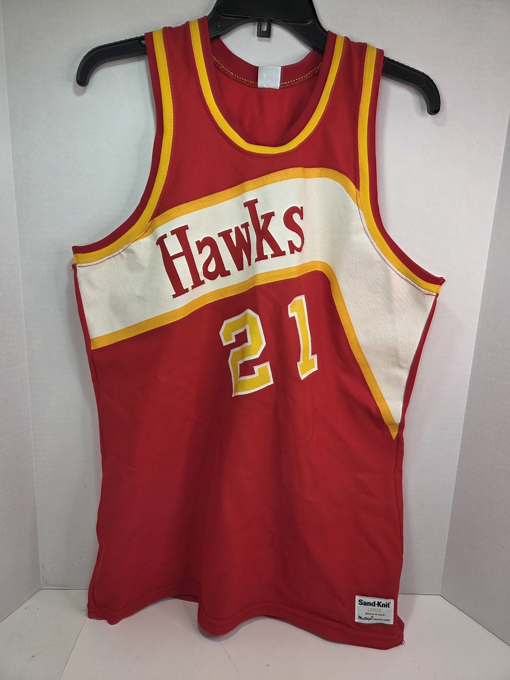 NBA Red, White & Yellow Hawks #21 Sleeveless Jersey